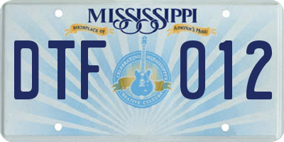MS license plate DTF012