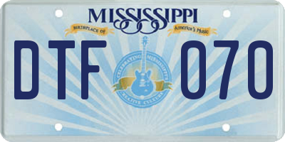 MS license plate DTF070