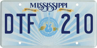 MS license plate DTF210