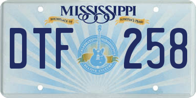 MS license plate DTF258