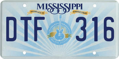 MS license plate DTF316