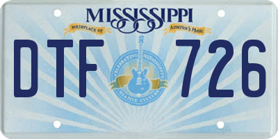 MS license plate DTF726