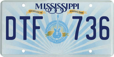 MS license plate DTF736