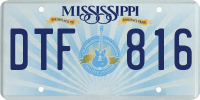 MS license plate DTF816