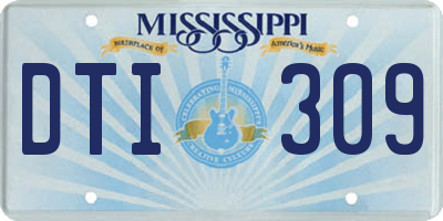 MS license plate DTI309