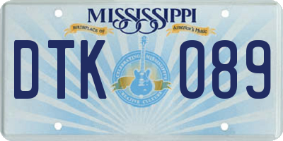 MS license plate DTK089