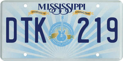 MS license plate DTK219