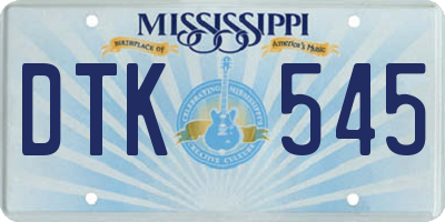 MS license plate DTK545