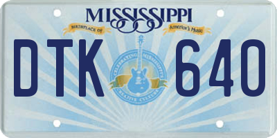 MS license plate DTK640