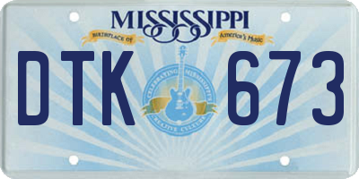 MS license plate DTK673