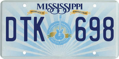 MS license plate DTK698