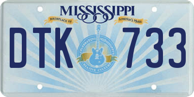 MS license plate DTK733