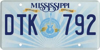 MS license plate DTK792