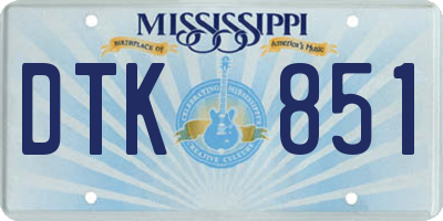 MS license plate DTK851
