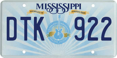 MS license plate DTK922
