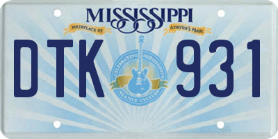 MS license plate DTK931