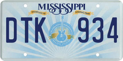 MS license plate DTK934