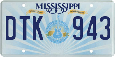 MS license plate DTK943