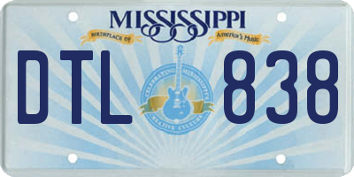 MS license plate DTL838