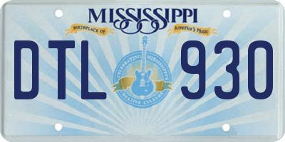 MS license plate DTL930