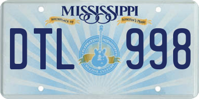 MS license plate DTL998