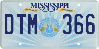 MS license plate DTM366
