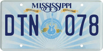 MS license plate DTN078