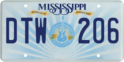 MS license plate DTW206