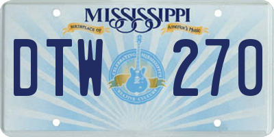 MS license plate DTW270