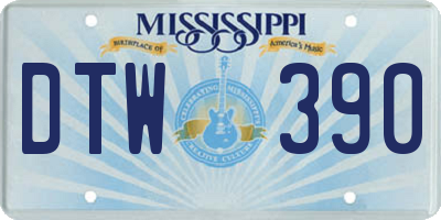 MS license plate DTW390