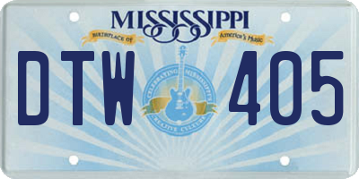 MS license plate DTW405