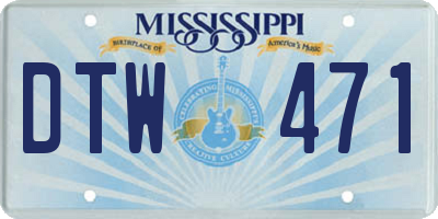 MS license plate DTW471