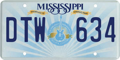 MS license plate DTW634