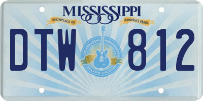 MS license plate DTW812