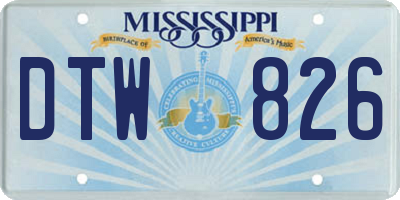 MS license plate DTW826