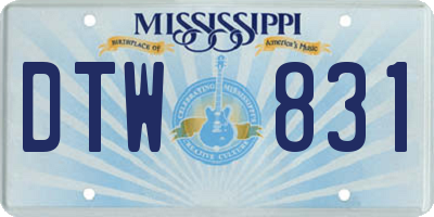 MS license plate DTW831
