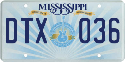 MS license plate DTX036