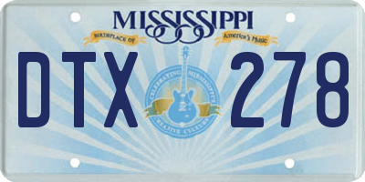 MS license plate DTX278