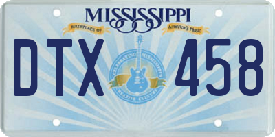 MS license plate DTX458