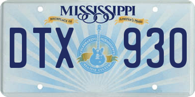 MS license plate DTX930