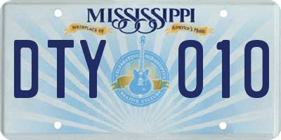 MS license plate DTY010