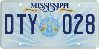 MS license plate DTY028
