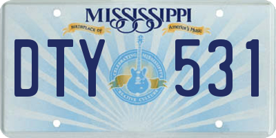 MS license plate DTY531