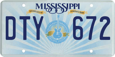 MS license plate DTY672