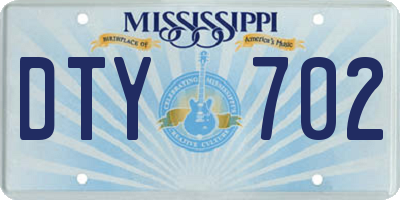 MS license plate DTY702