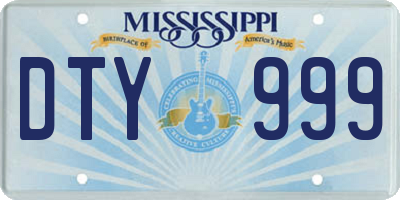 MS license plate DTY999