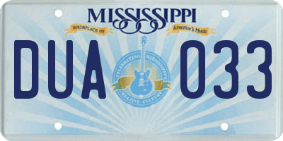 MS license plate DUA033