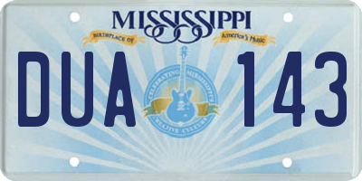 MS license plate DUA143