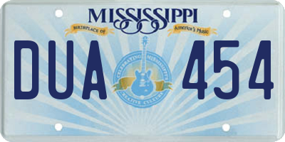 MS license plate DUA454