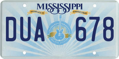 MS license plate DUA678